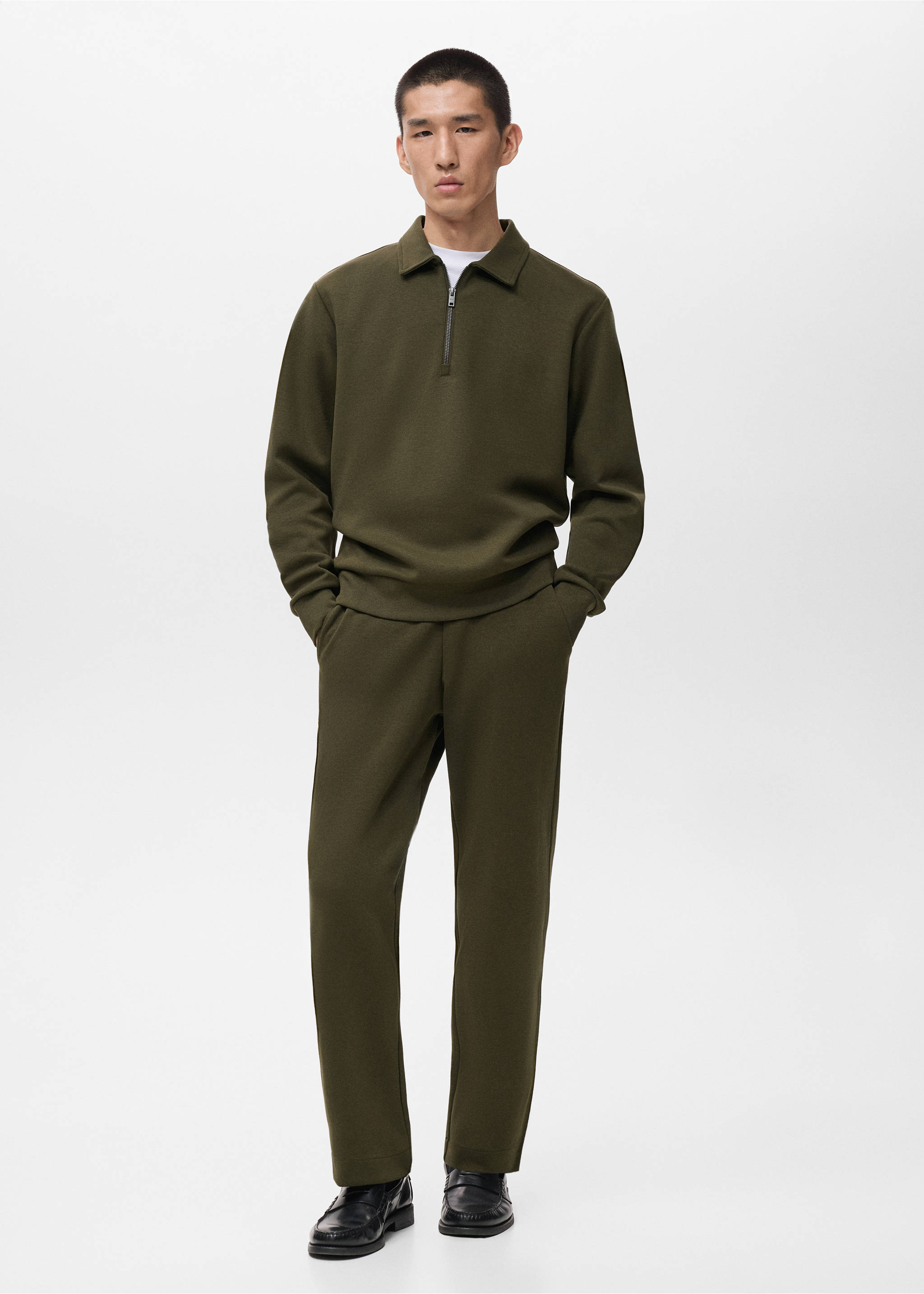 Joggers algodón cintura elástica - Plano general, Oliva. Ref: 17035978-00.