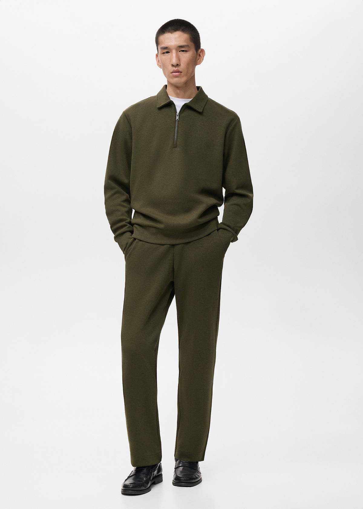 Cotton joggers with elastic waist — Olive Green