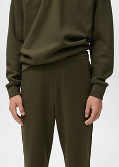 Cotton joggers with elastic waist — Olive Green 4