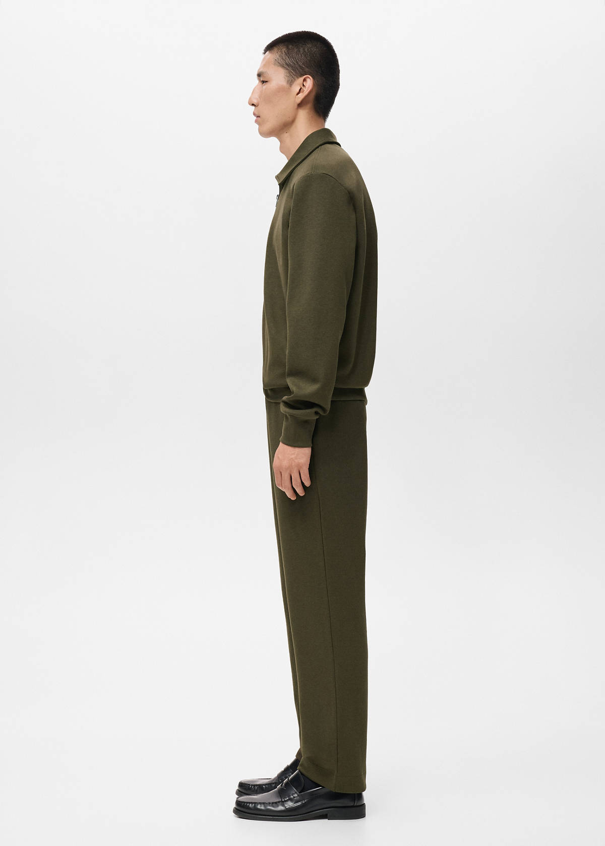 Cotton joggers with elastic waist — Olive Green