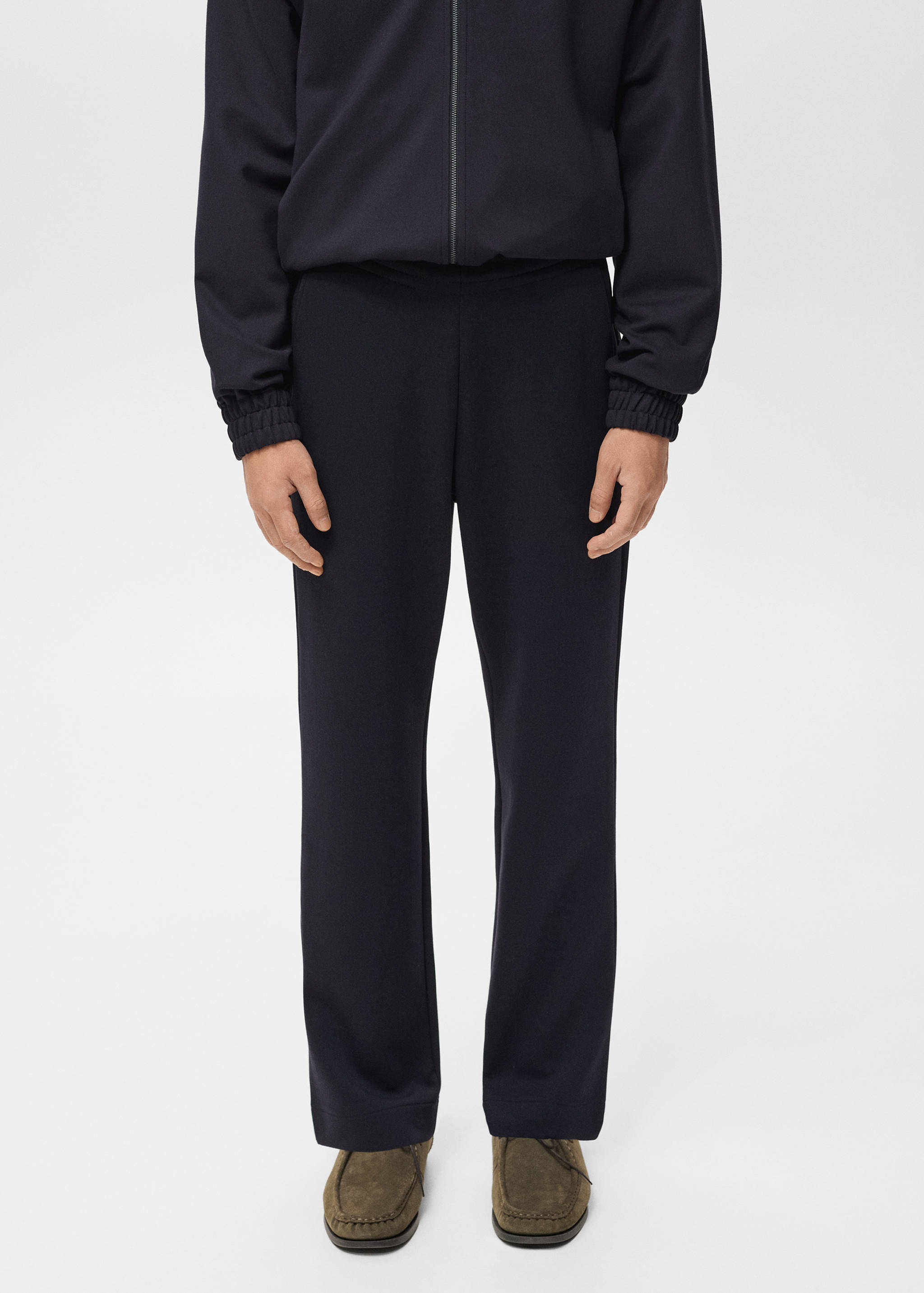 سروال رياضي بخصر مطاطي من القطن - رؤية وسط