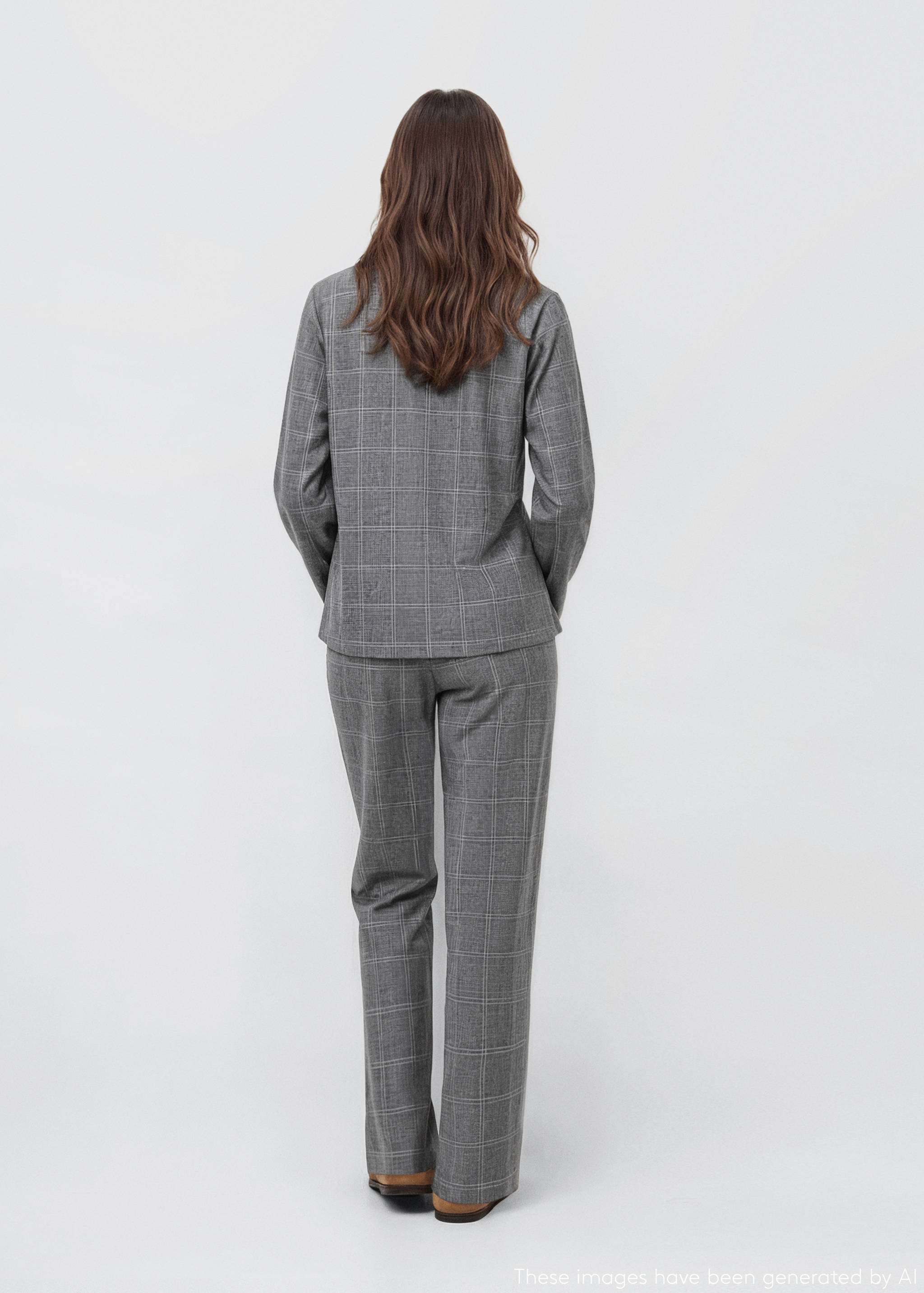 بيجامة طويلة من قطعتين بمربعات - الجهة الخلفية للمنتج