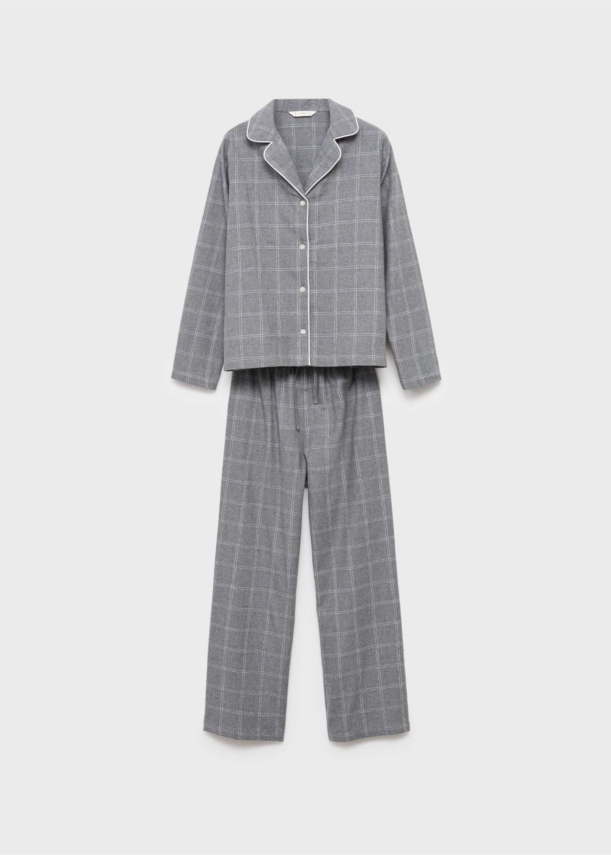 Длинная пижама из двух частей в клетку - Изделие без модели, Меланжевый средний серый . Ref: 17035999-00.