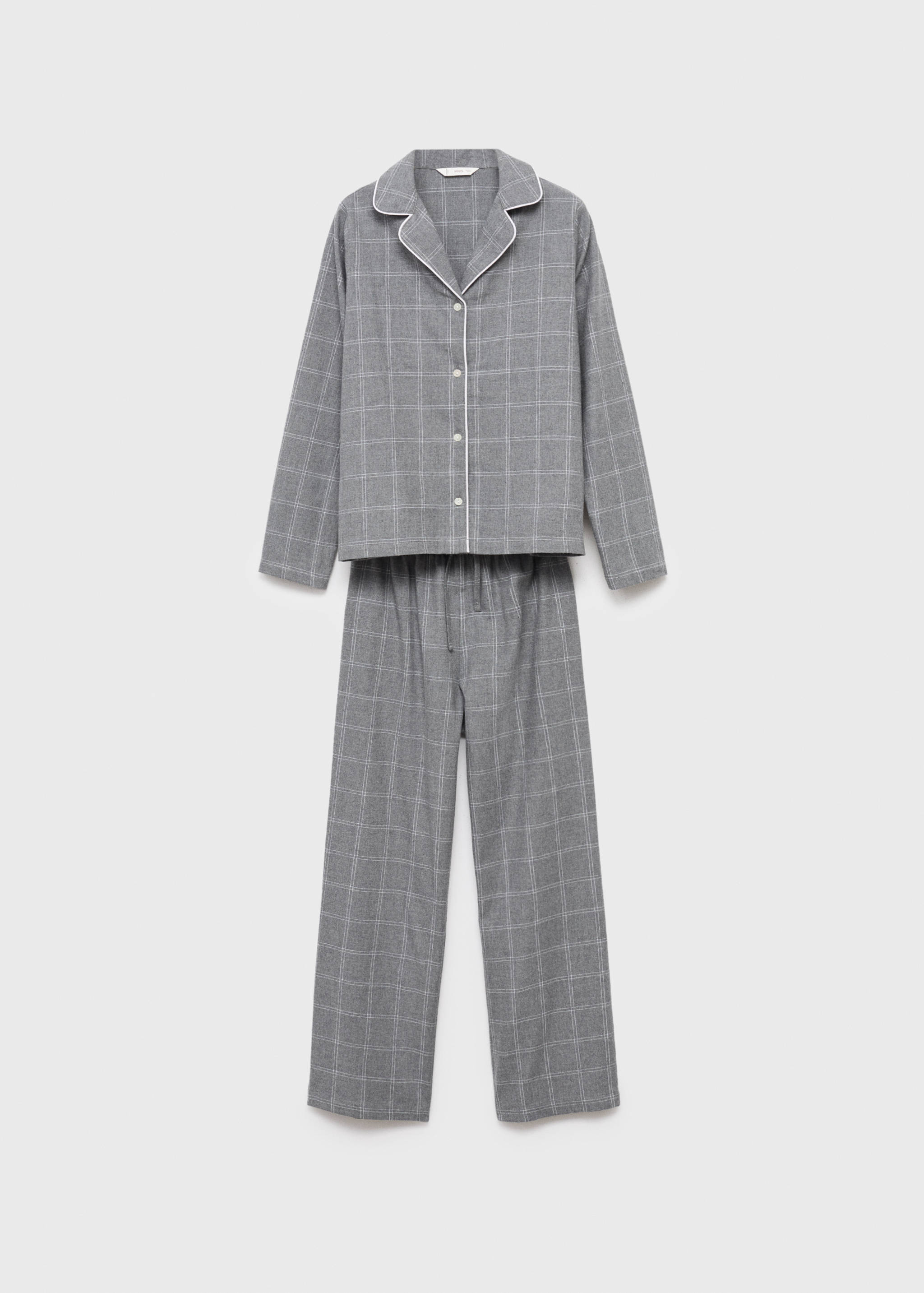 بيجامة طويلة من قطعتين بمربعات - منتج دون نموذج