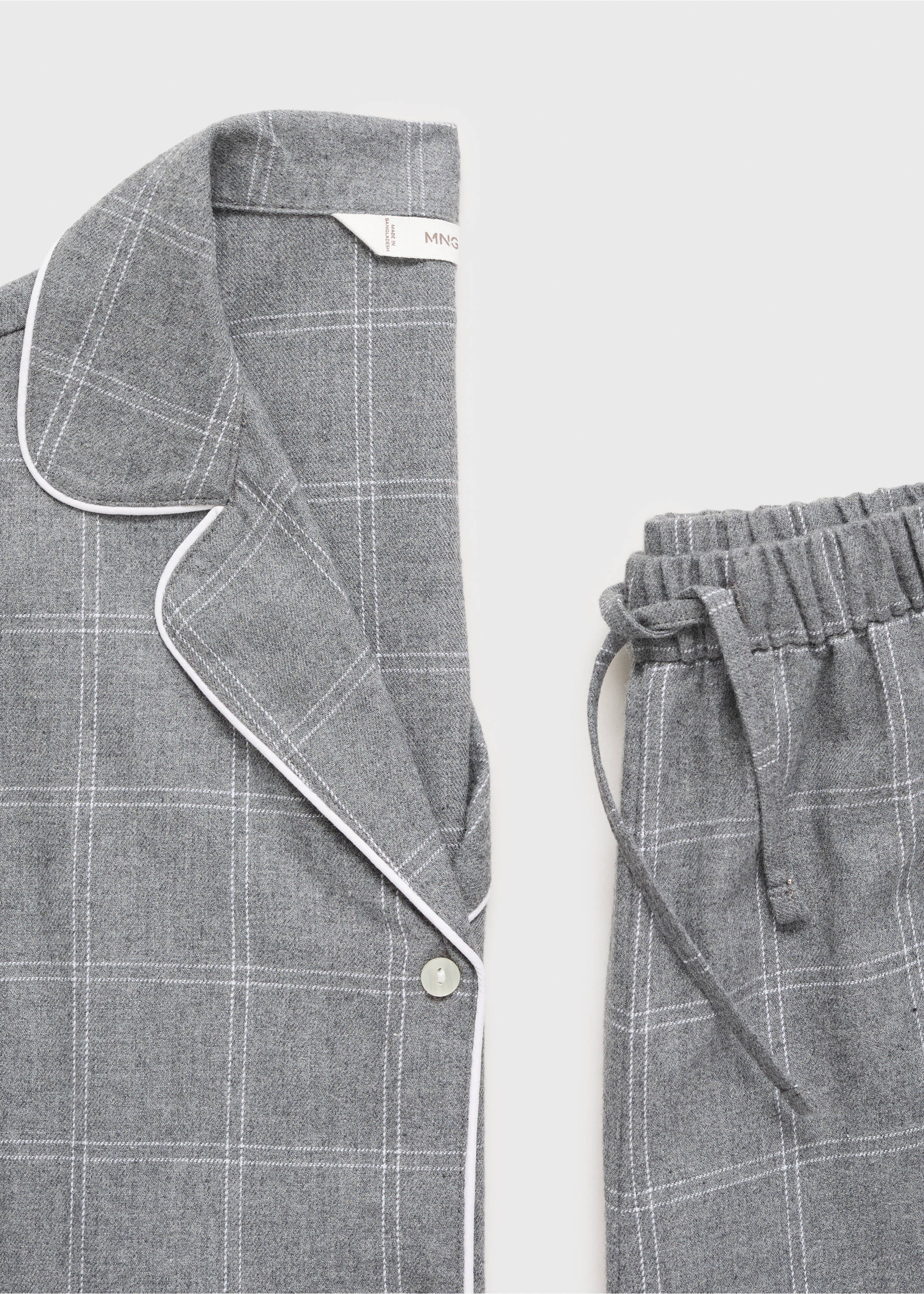 Длинная пижама из двух частей в клетку - Деталь изделия 8, Меланжевый средний серый . Ref: 17035999-00.