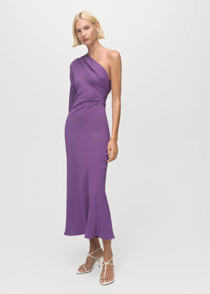 MANGO - Robe asymétrique cut-out violet - S