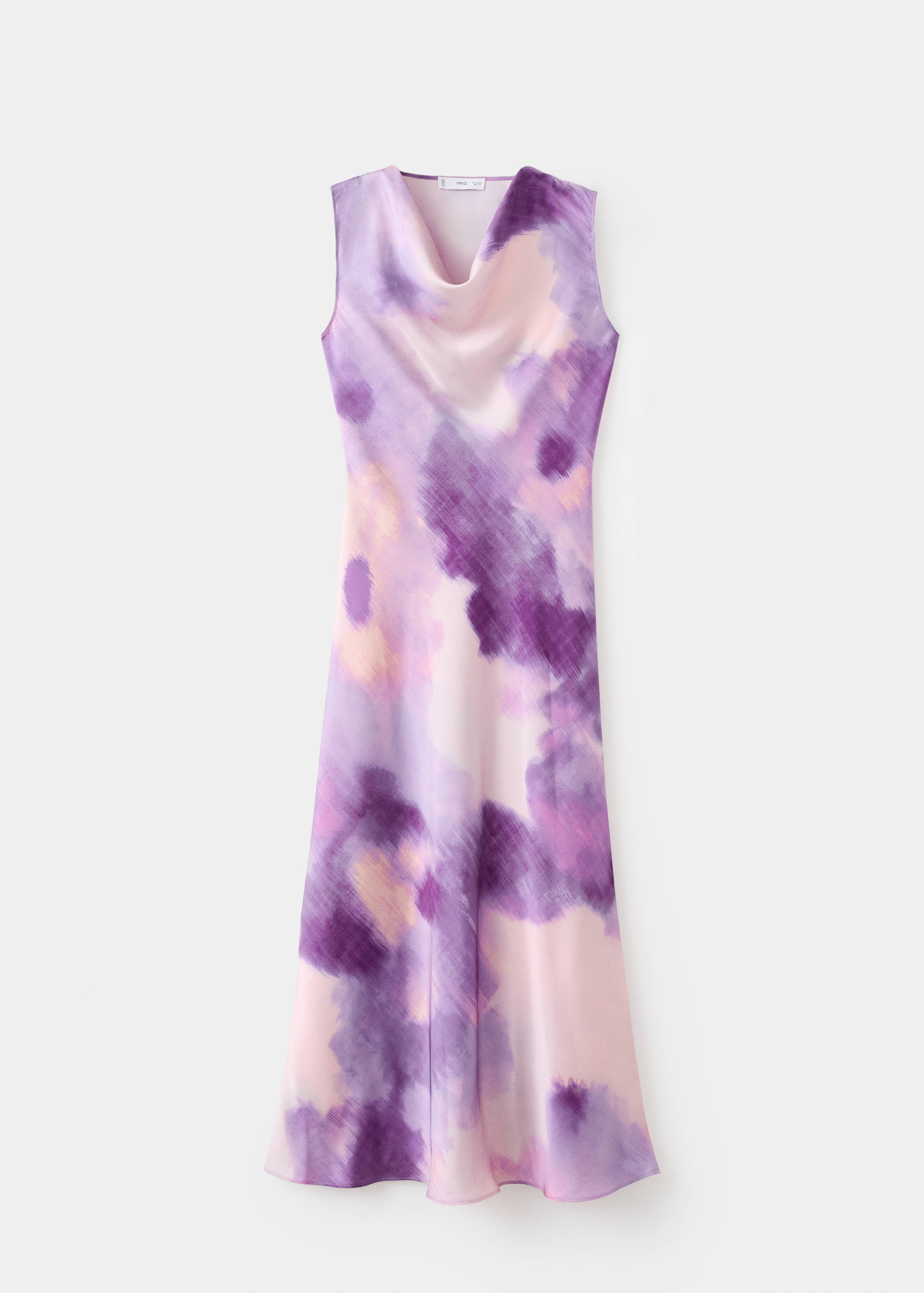 Satin tie-dye dress with draped neckline - Article without model