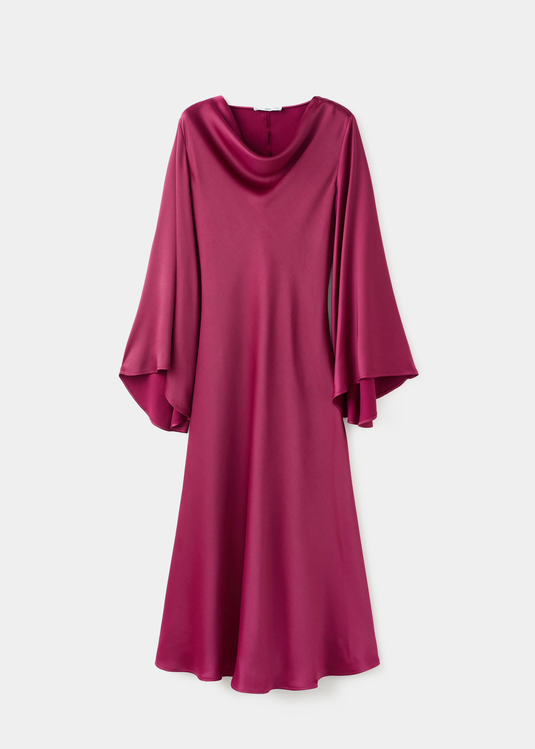 Flared-sleeve satin dress - Article without model