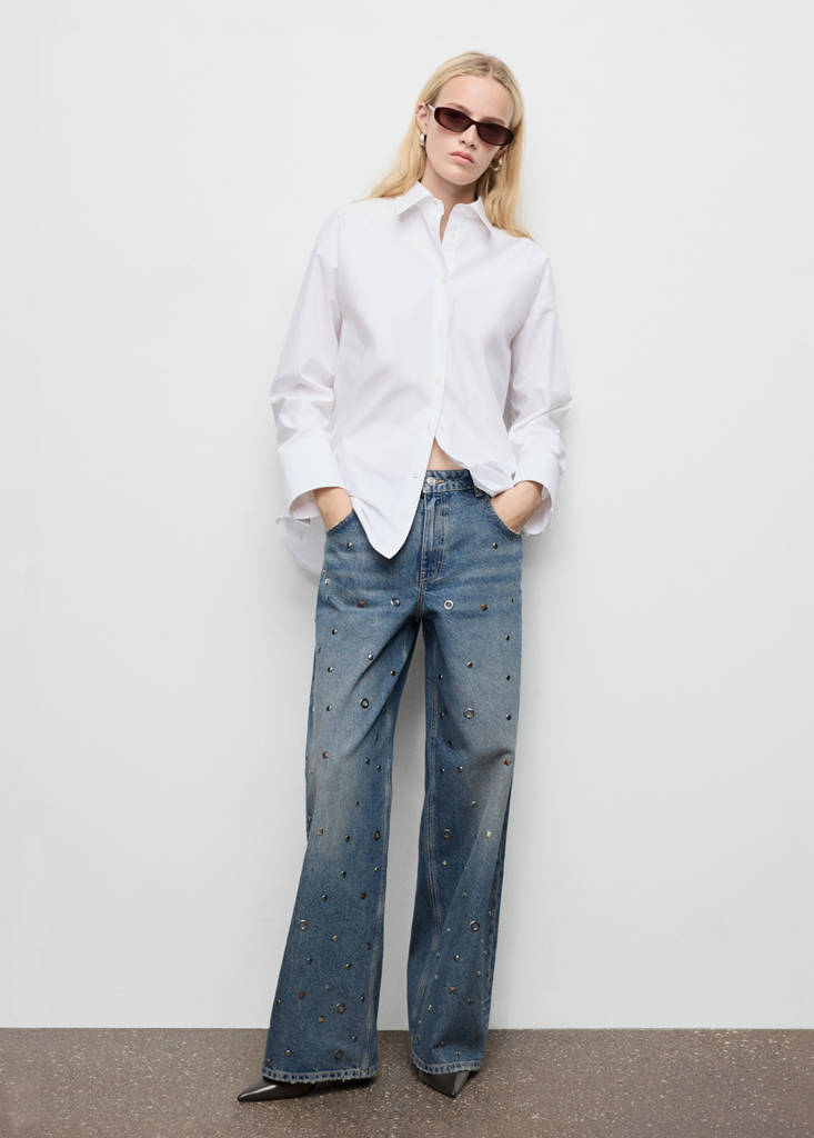 MANGO - Jean droit à aillets bleu foncé vintage - 32