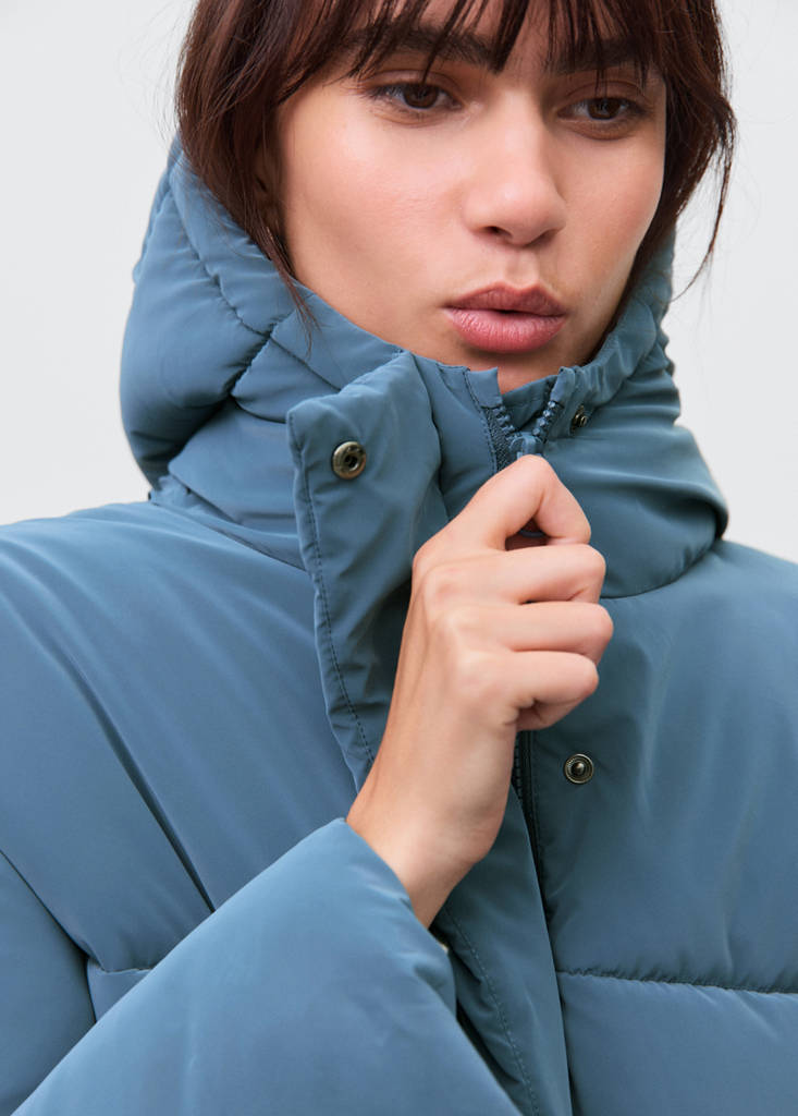 Waxed-effect padded anorak — Blue