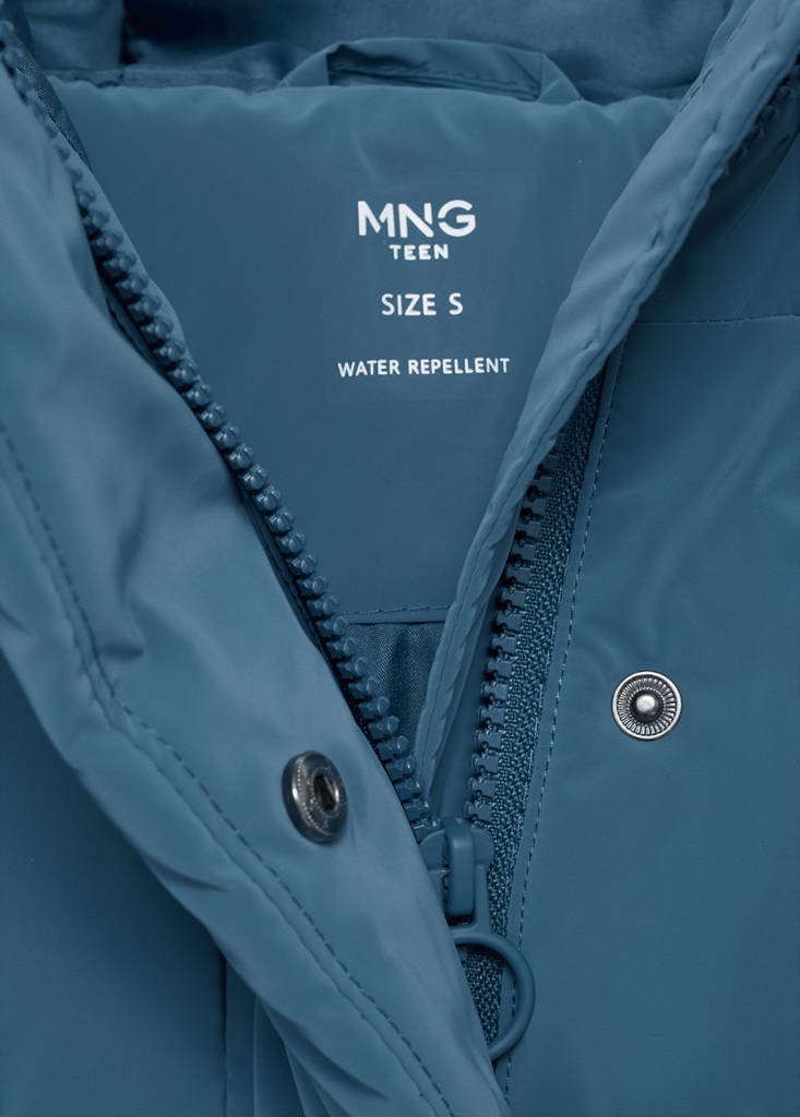 Waxed-effect padded anorak — Blue
