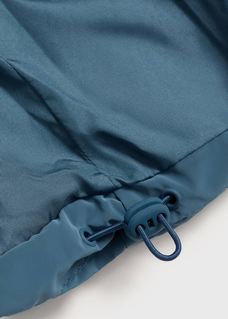 Waxed-effect padded anorak — Blue