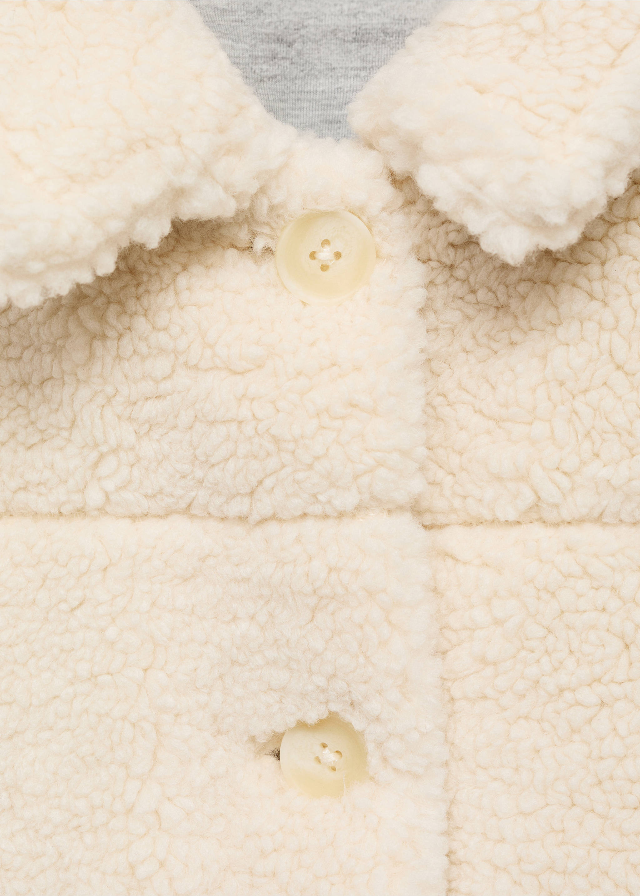 معطف بتأثير جلد الغنم - تفاصيل المنتج 8, بيج فاتح. Ref: 17036329-00.