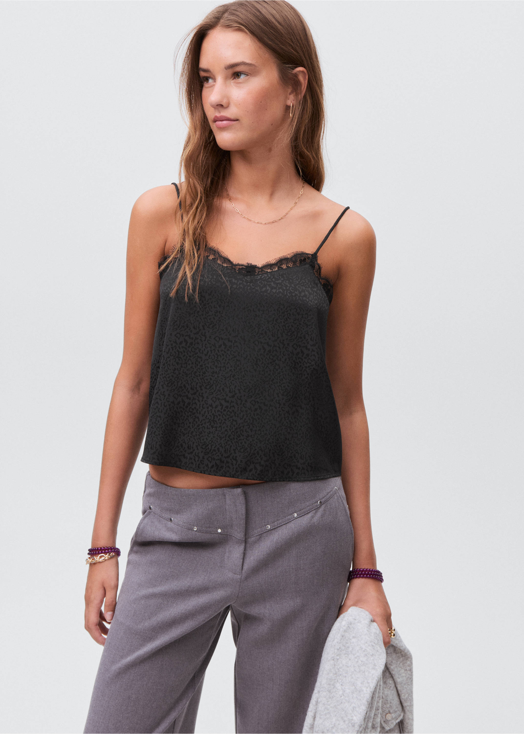 Leopard-print lace top - Medium plane, Black. Ref: 17036332-00.