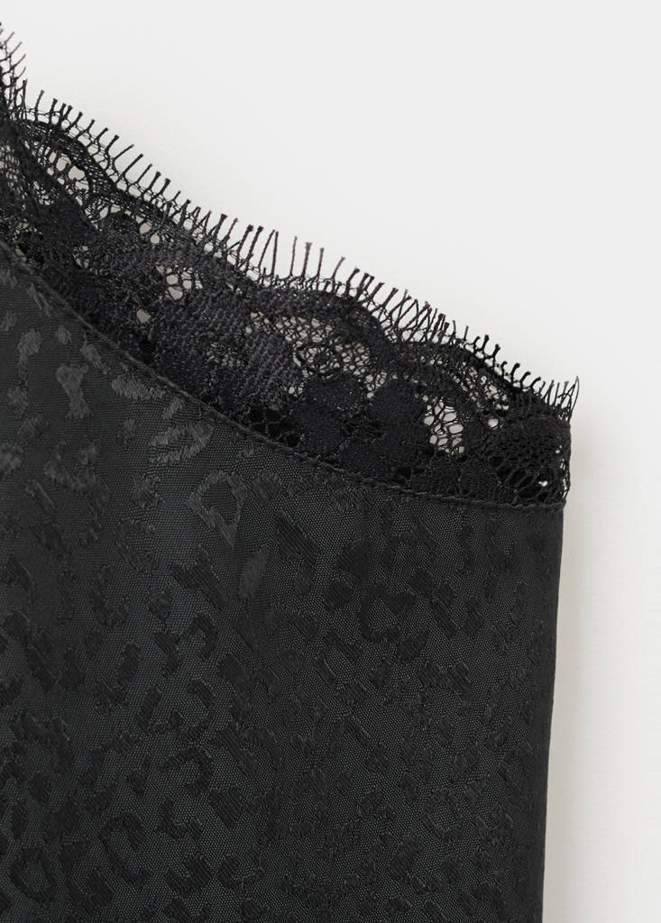 Leopard-print lace top — Black