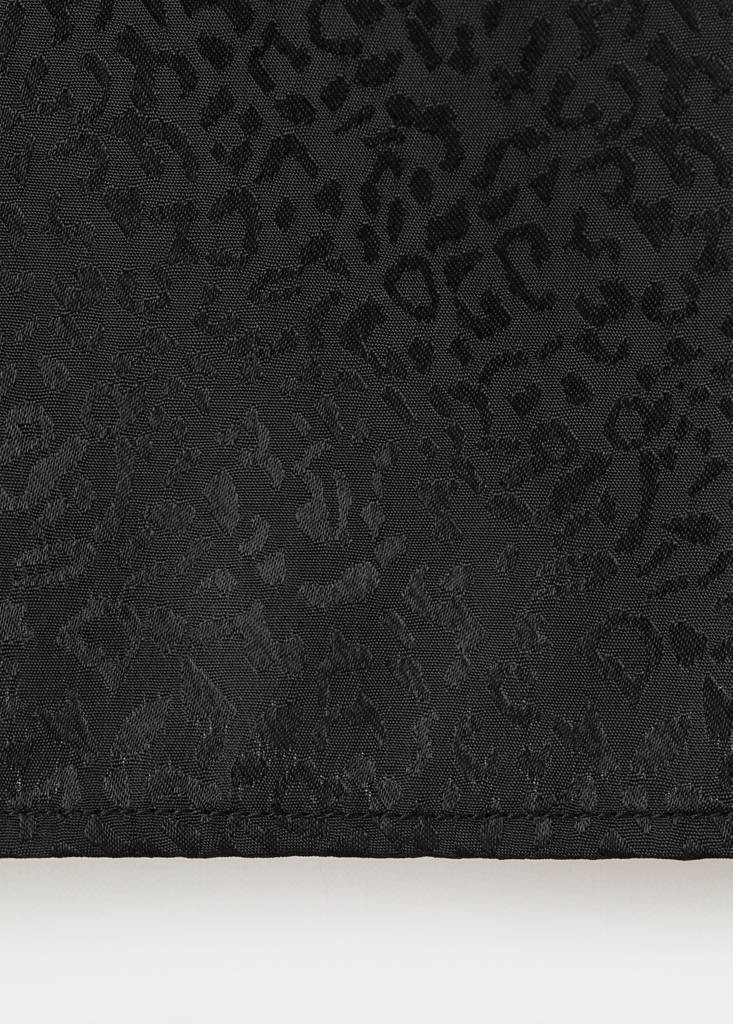 Leopard-print lace top — Black