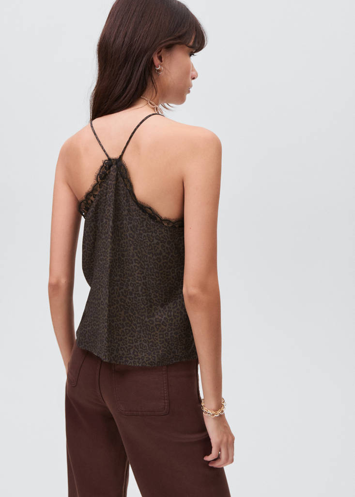 Leopard-print lace top — Brown