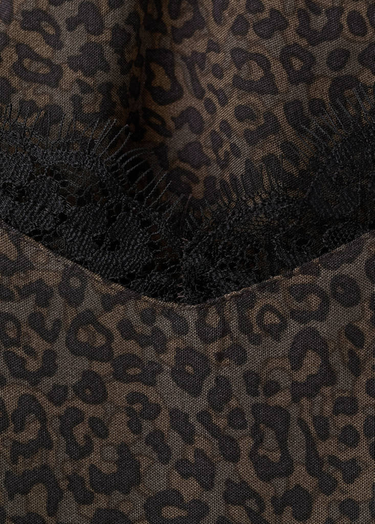 Leopard-print lace top — Brown