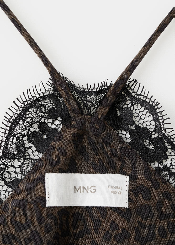 Leopard-print lace top — Brown