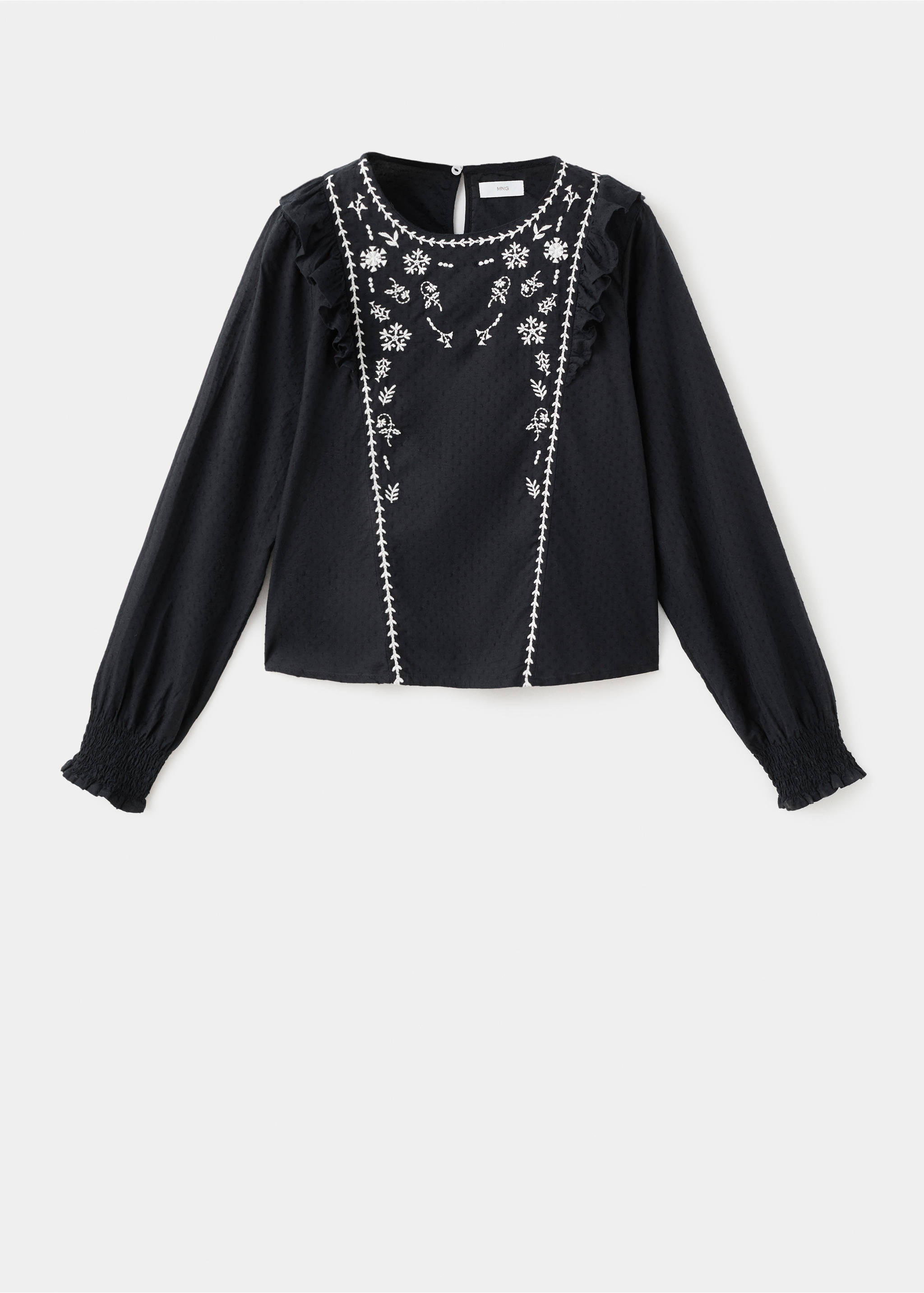 Blusa bordada volantes - Artículo sin modelo, Negro. Ref: 17036334-00.