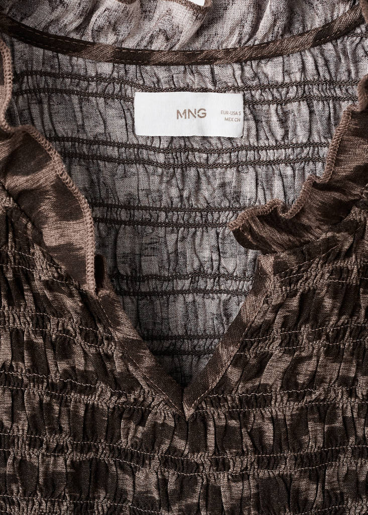 Leopard-print flowy blouse — Brown