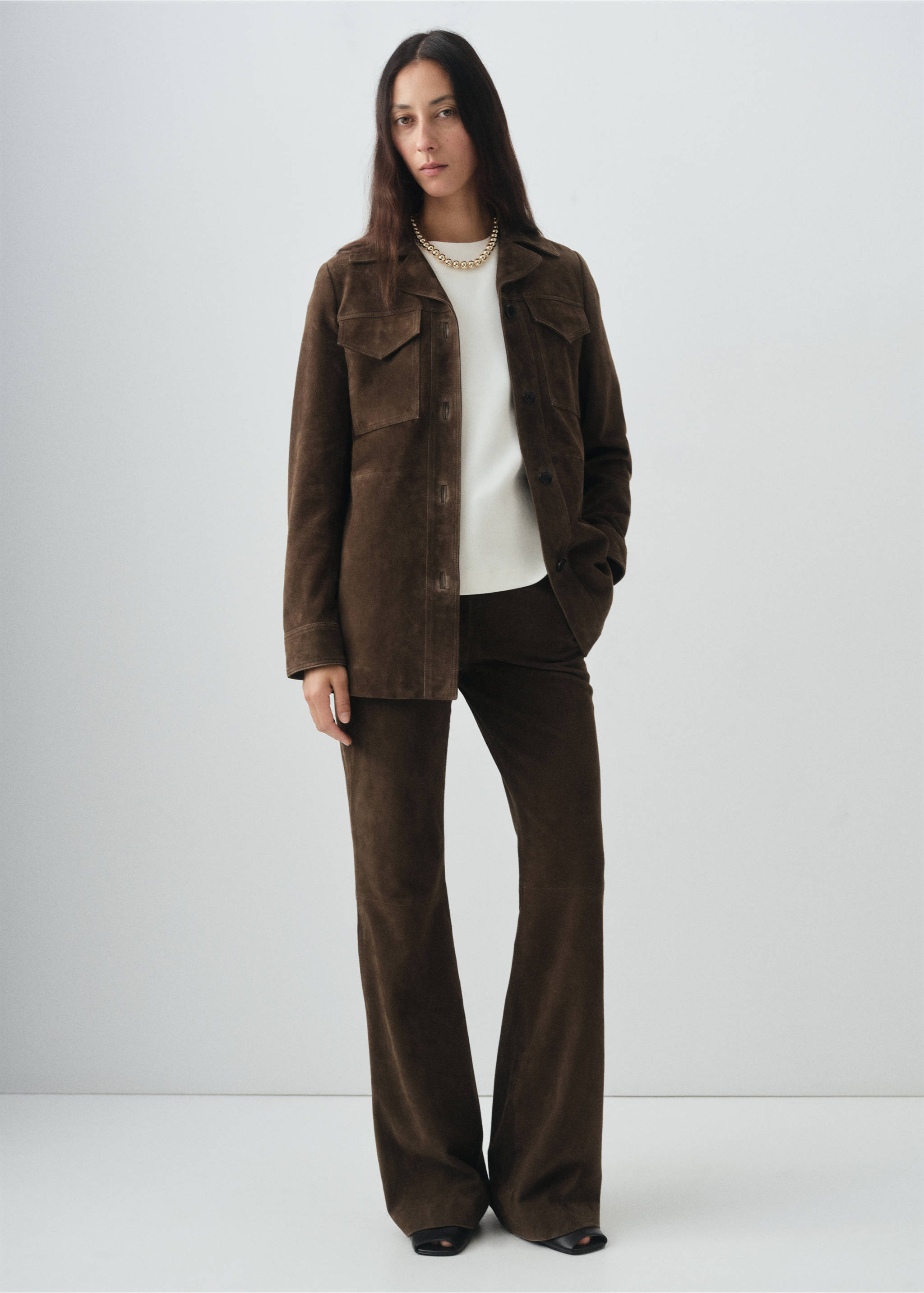 Veste 100 % daim à poches - Plan général, Kaki. Ref: 17036345-00.