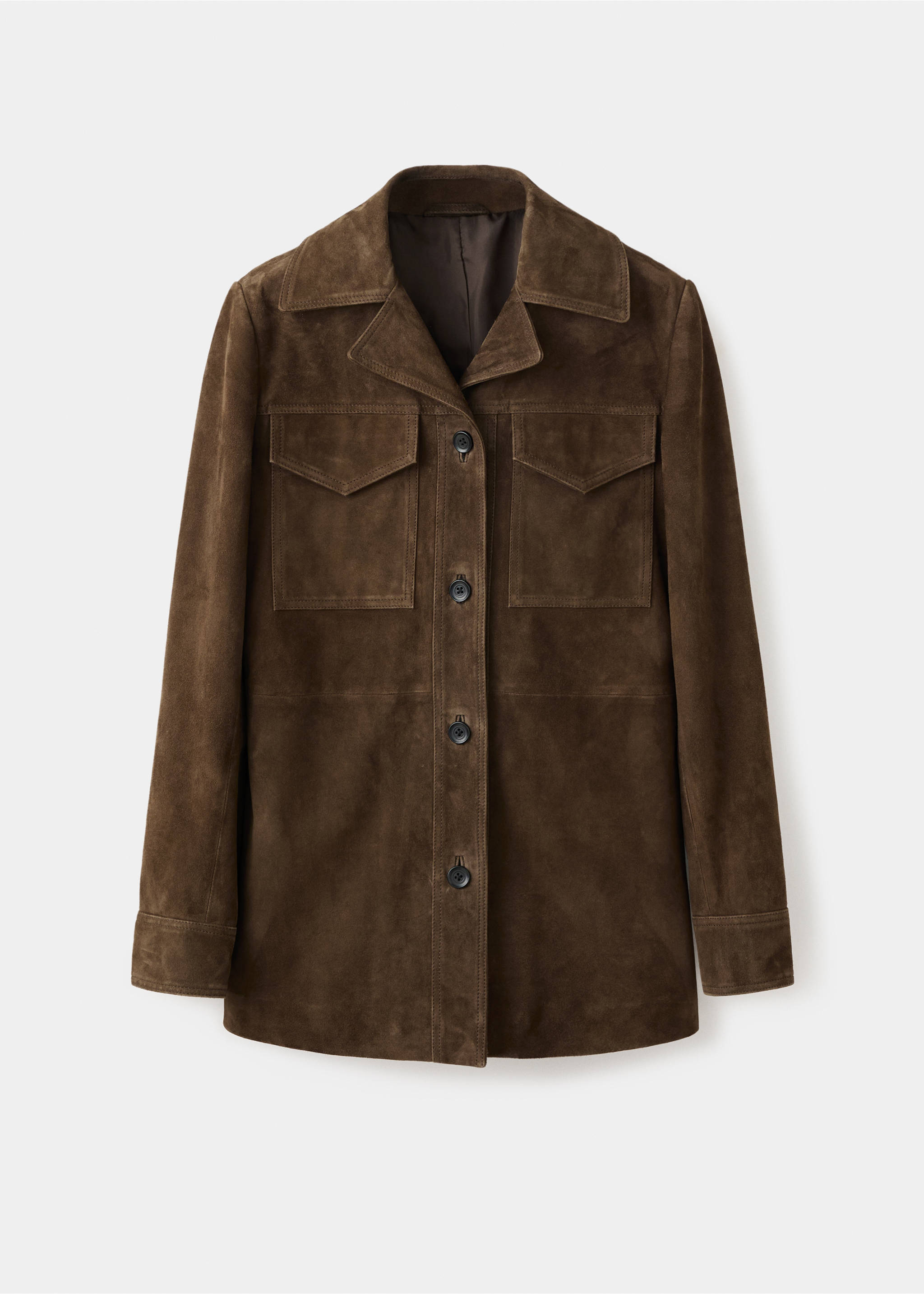 Veste 100 % daim à poches - Article sans modèle, Kaki. Ref: 17036345-00.