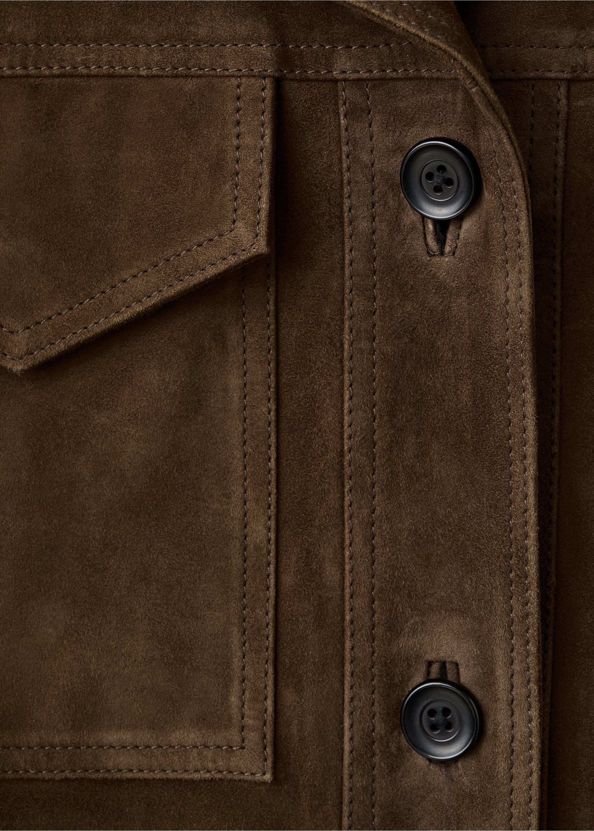 Veste 100 % daim à poches - Détail de l'article 8, Kaki. Ref: 17036345-00.