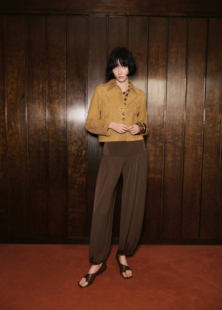 MANGO - Veste daim boutons ocre - L