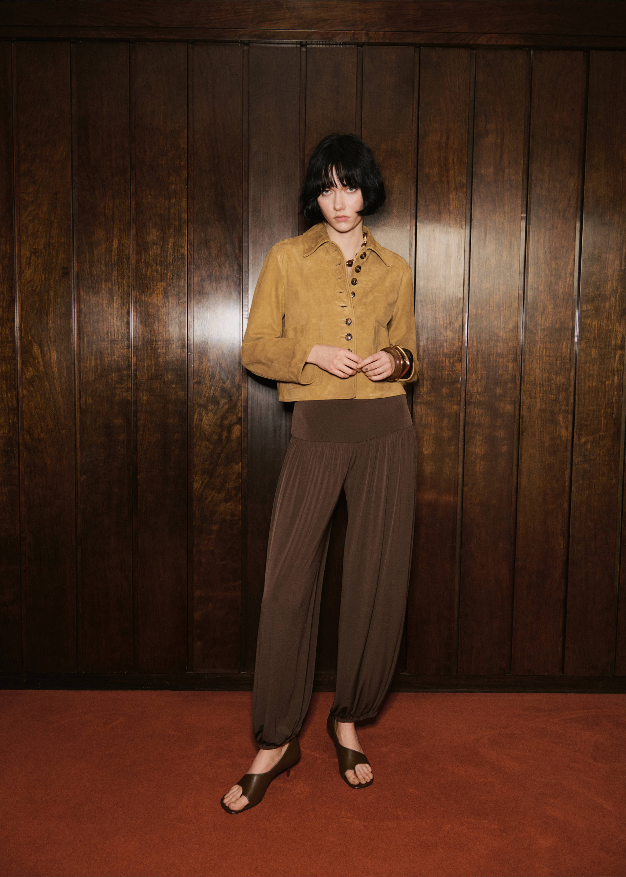 Veste daim boutons - Plan général, Ocre. Ref: 17036346-00.