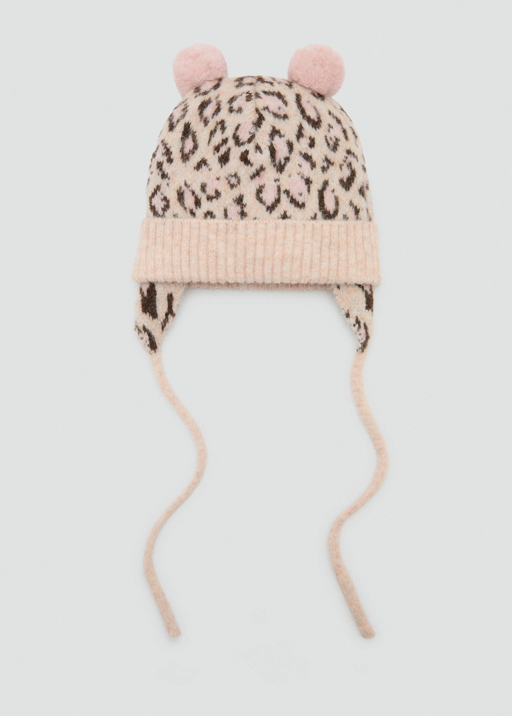Leopard-print beanie with pom-poms - Article without model