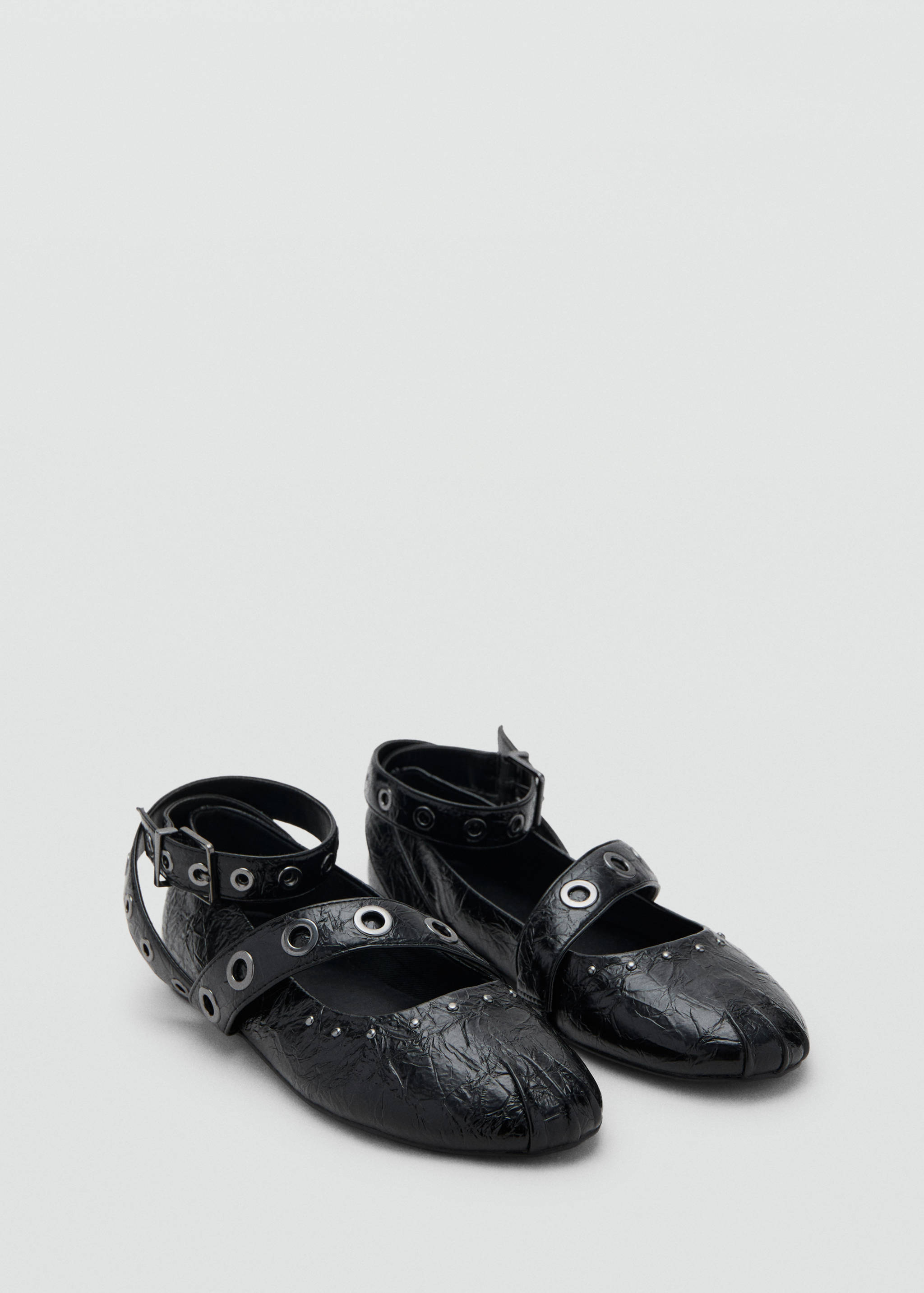 Ballet flats with studded straps - Medium plane