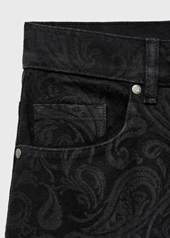 Wide leg paisley-print jeans — Black denim 9