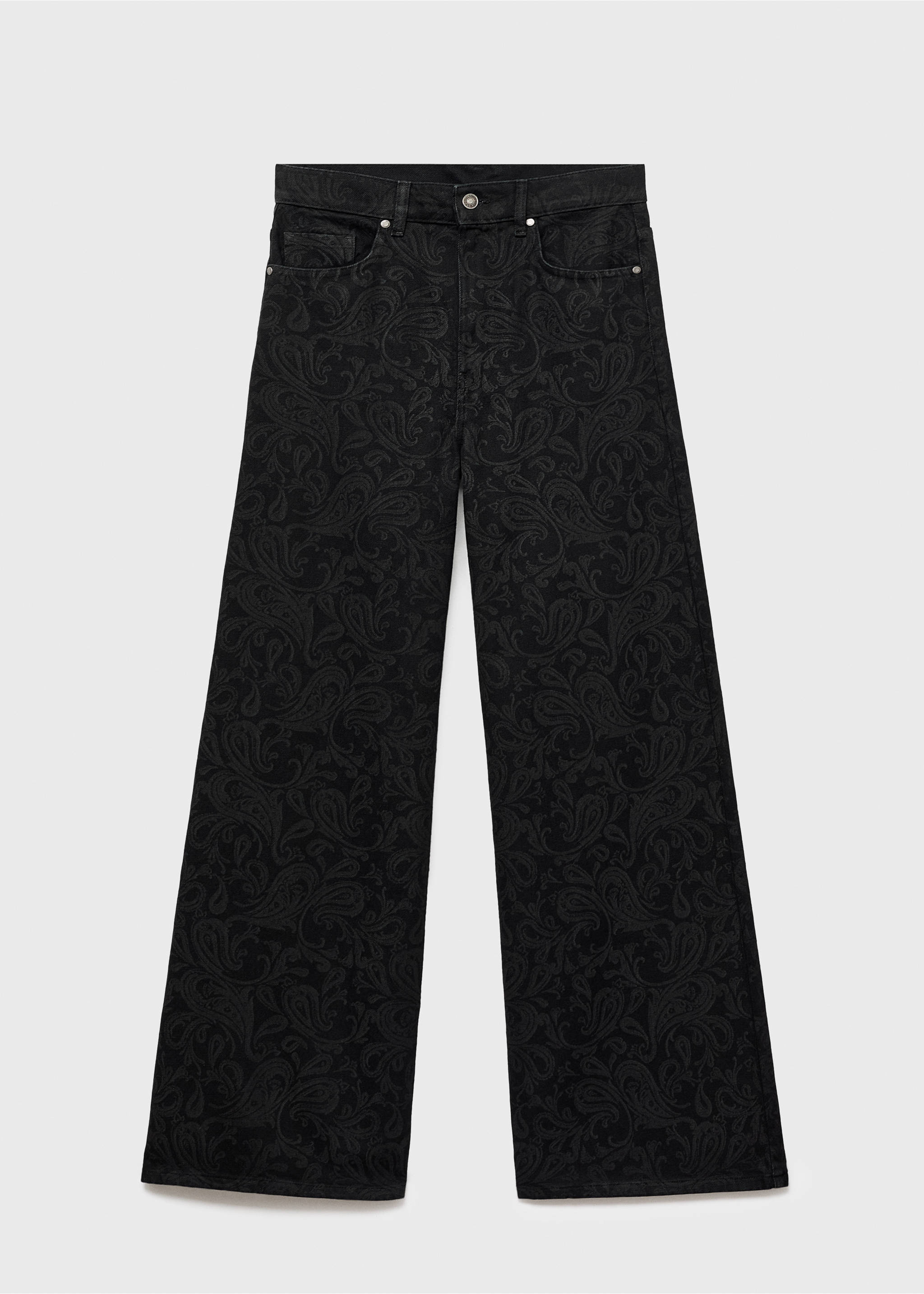 Широкие джинсы wide leg с принтом пейсли - Изделие без модели, Черный деним. Ref: 17036356-00.