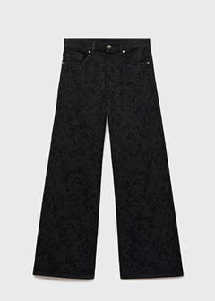 Wide leg paisley-print jeans — Black denim 7