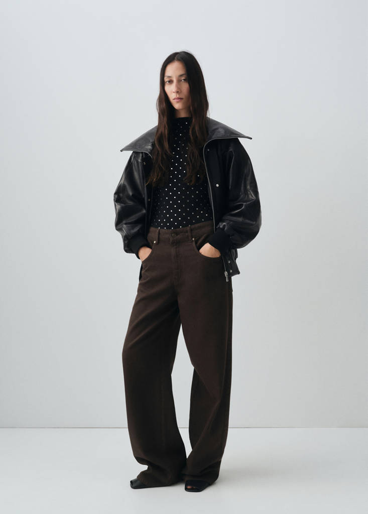 Mid-rise straight jeans — Chocolate