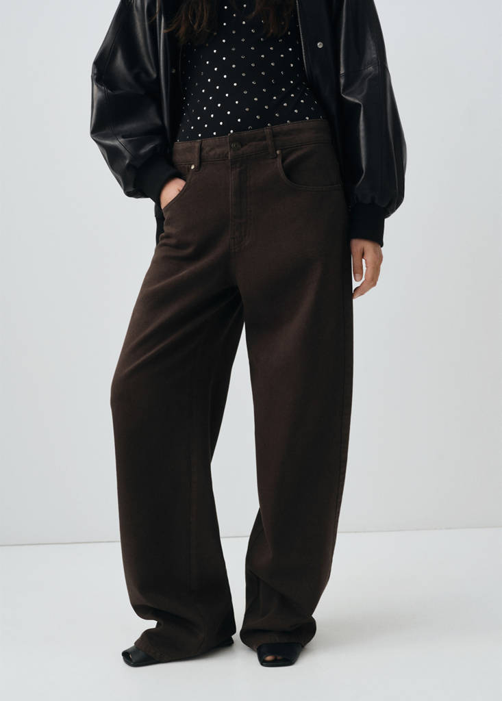 Mid-rise straight jeans — Chocolate