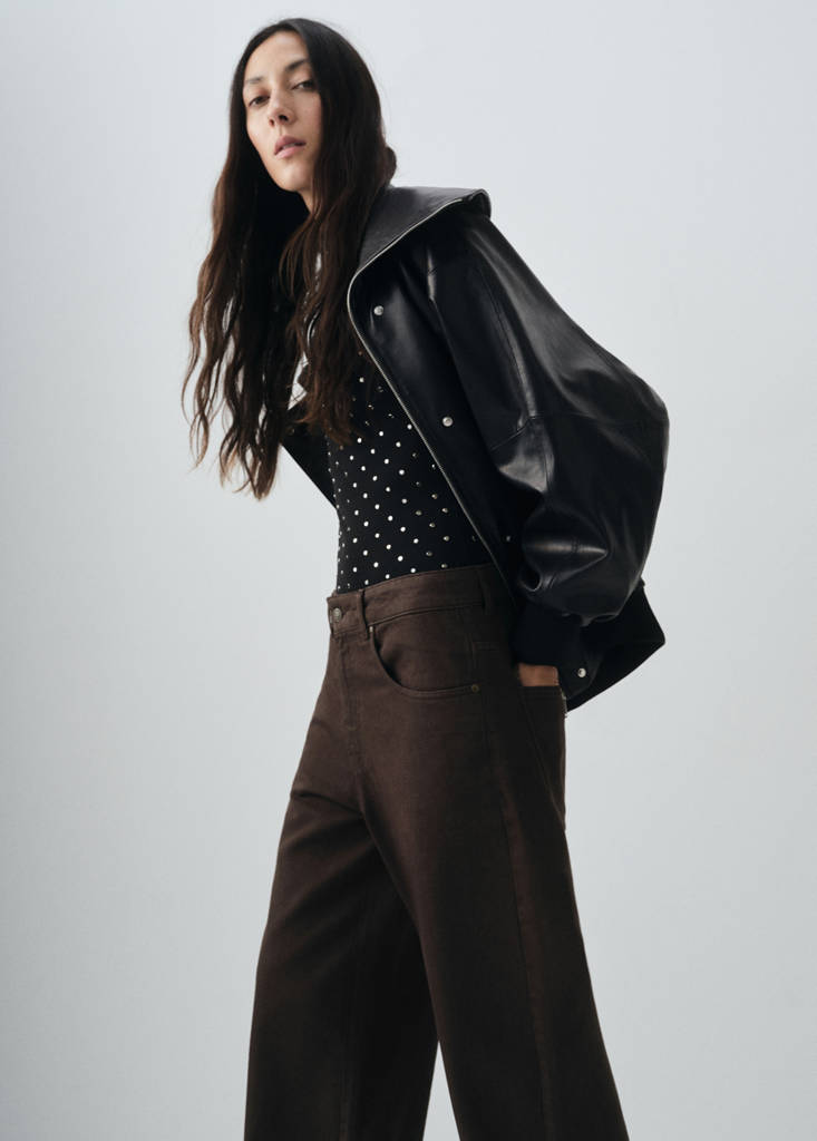 Mid-rise straight jeans — Chocolate