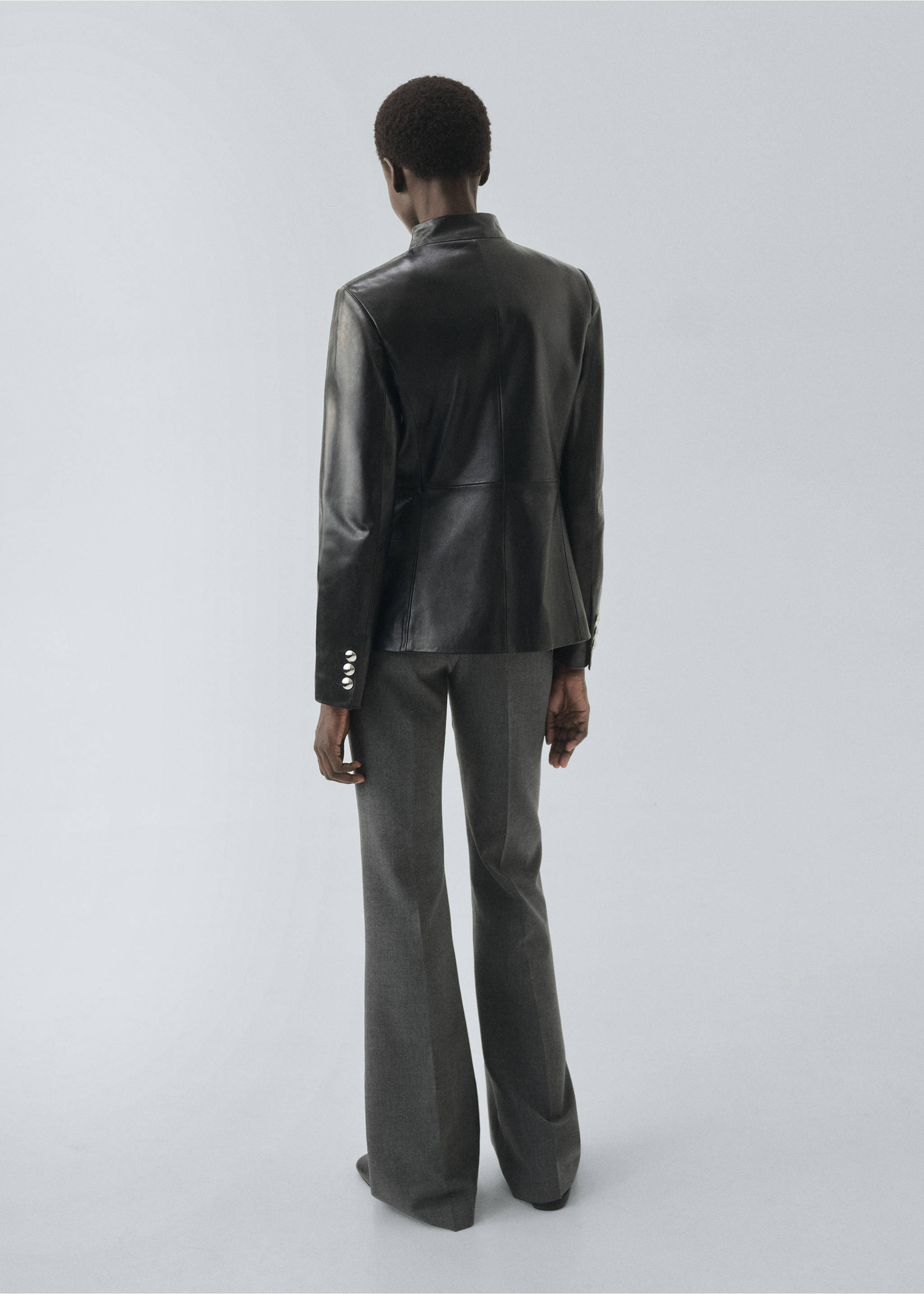 Прямые брюки с ремешком - Обратная сторона изделия, Серый. Ref: 17036360-00.