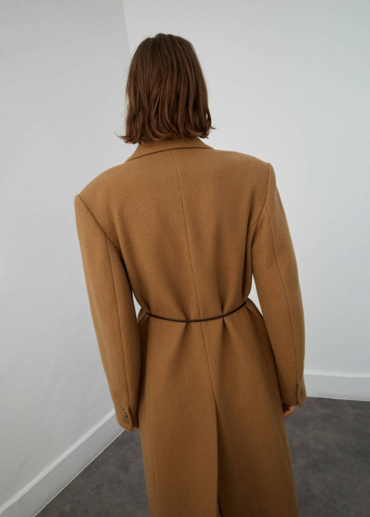 Wool coat with lapels — Medium Brown