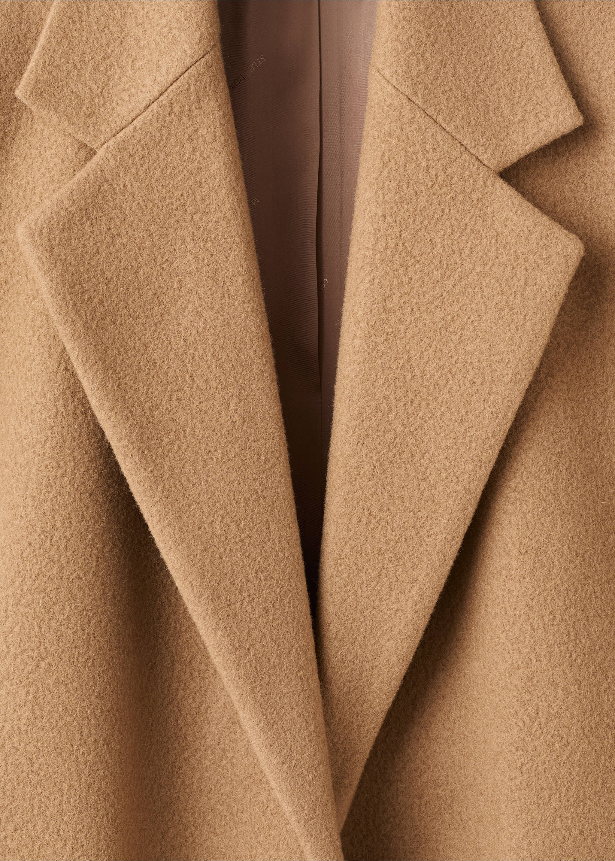 Wool coat with lapels - Details of the article 8, Medium Brown. Ref: 17036361-00.