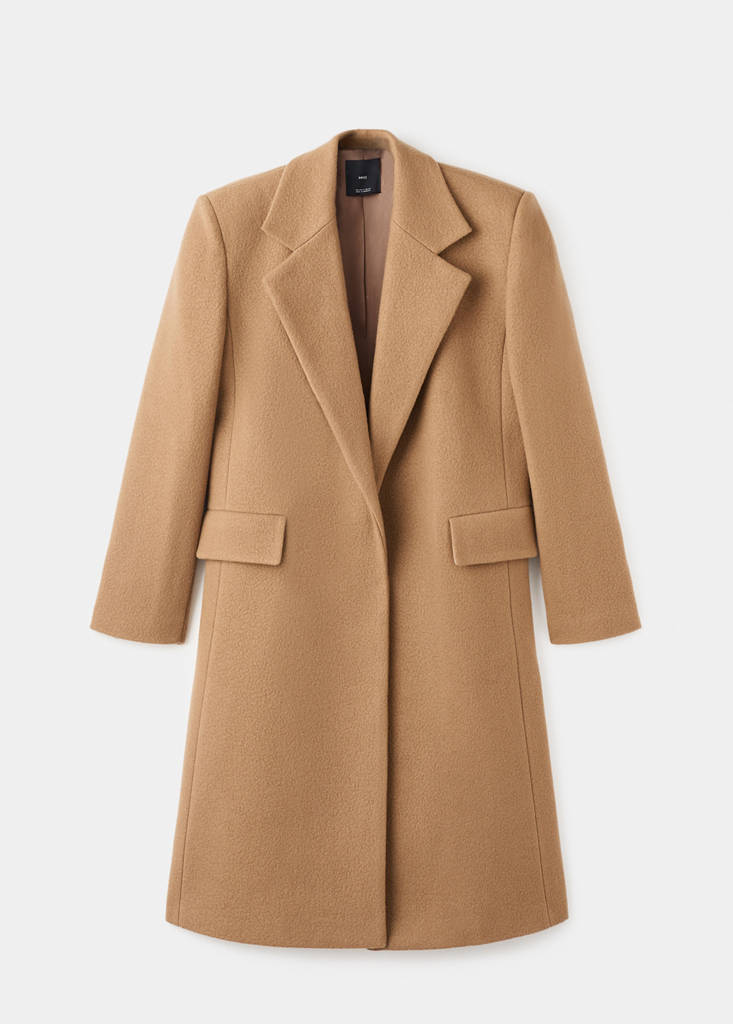 Wool coat with lapels — Medium Brown
