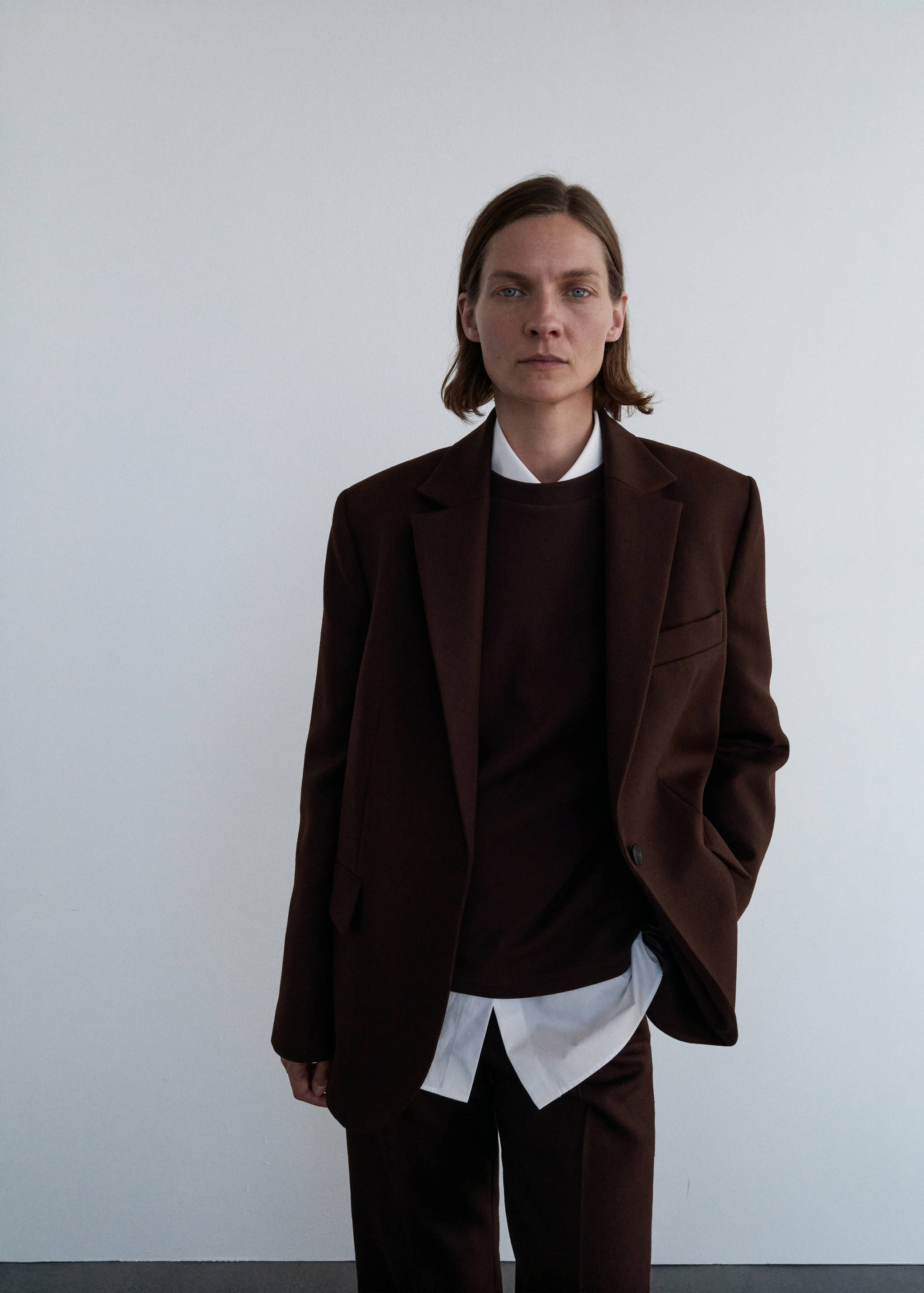 %100 yün blazer ceket - Orta plan