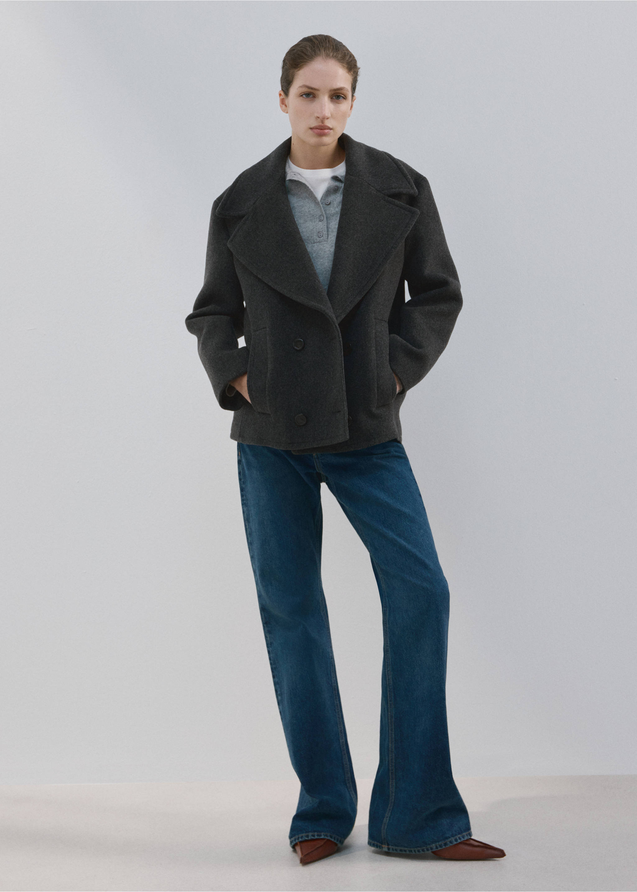 Double-breasted wool coat - General plane, Grey. Ref: 17036363-00.