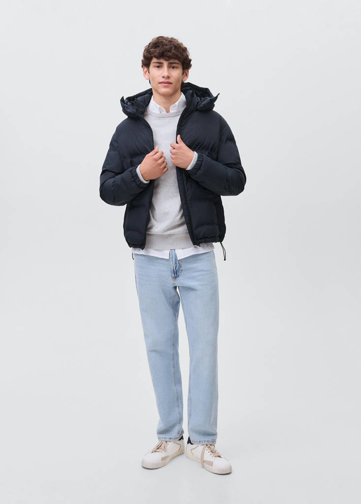 Hood puffer coat — Navy