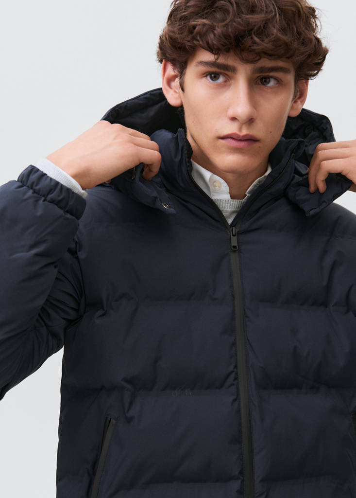 Hood puffer coat — Navy