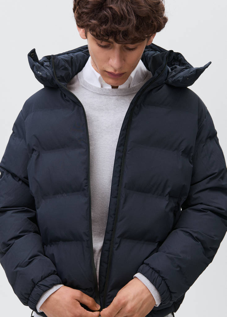 Hood puffer coat — Navy