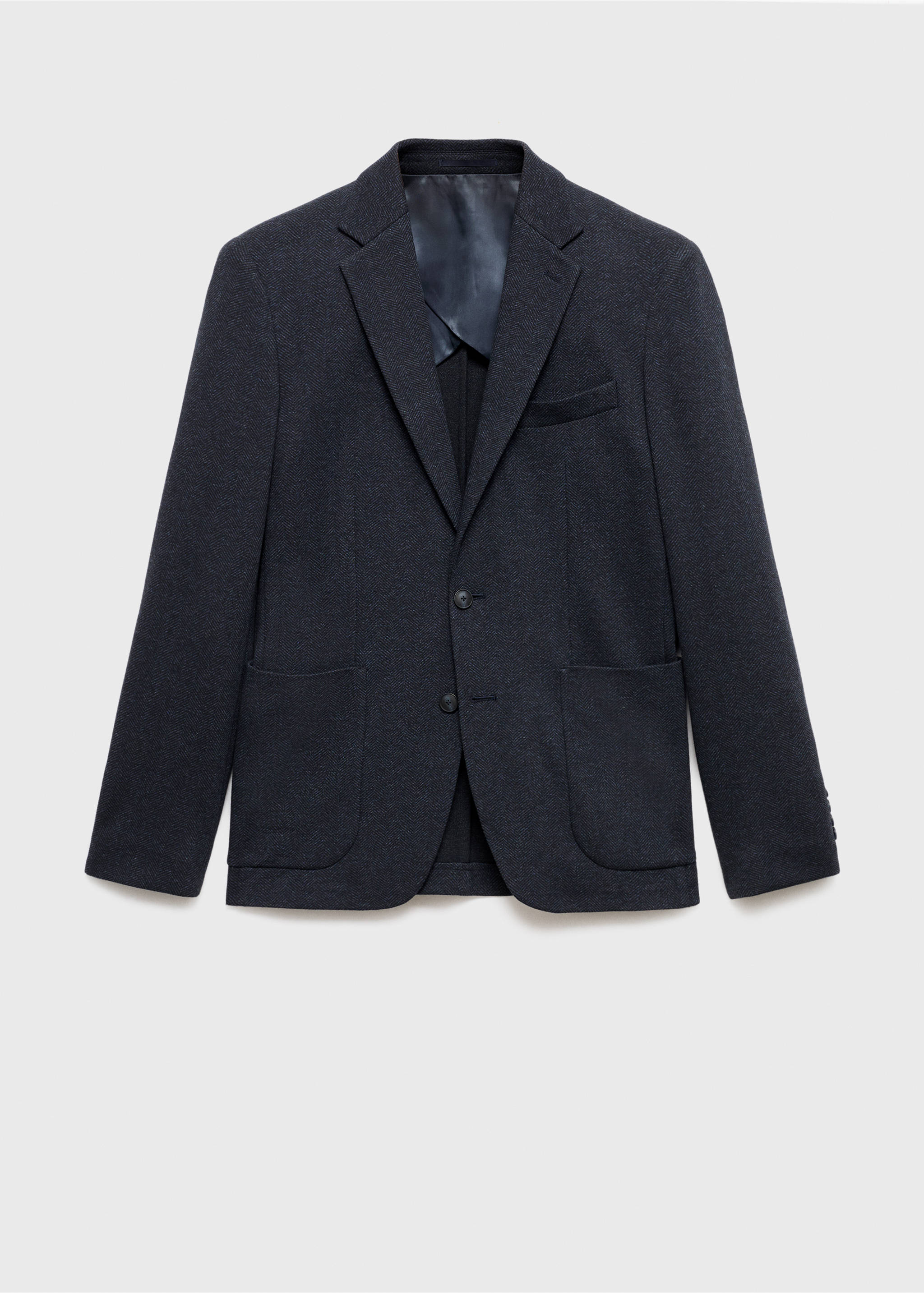 Slim-fit herringbone tailored jacket - Article without model, Navy. Ref: 17036723-00.