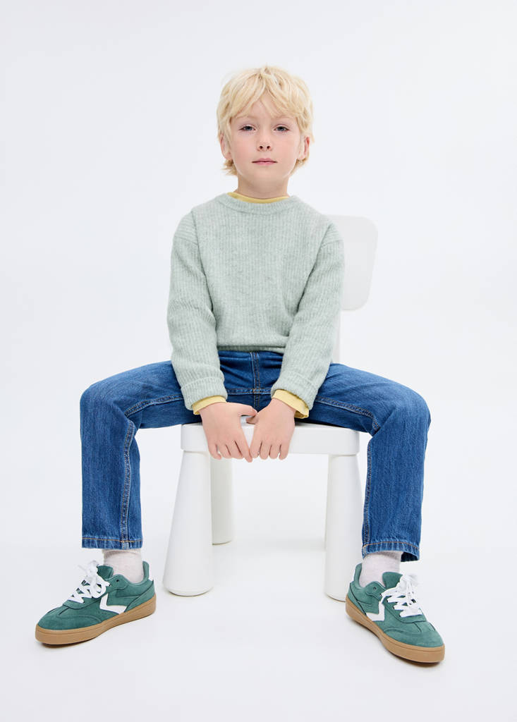 Knitted ribbed sweater — Aqua Green