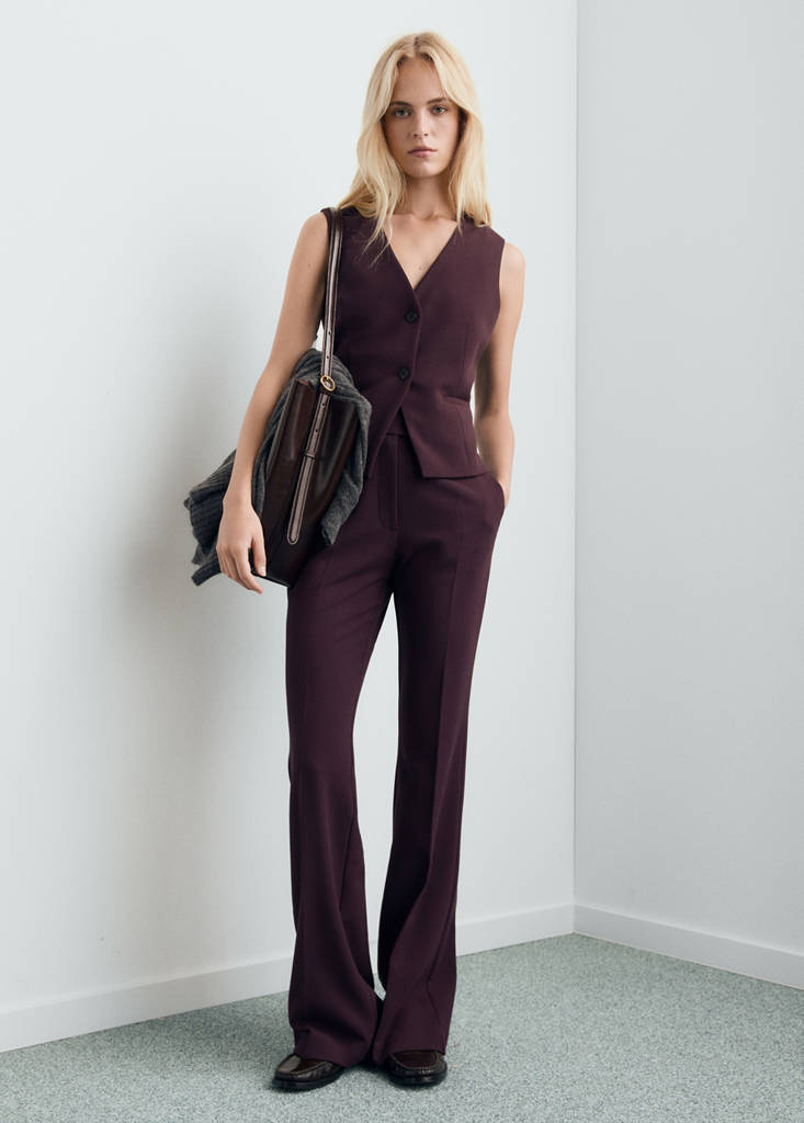 MANGO - Gilet costume cintré prune - XS